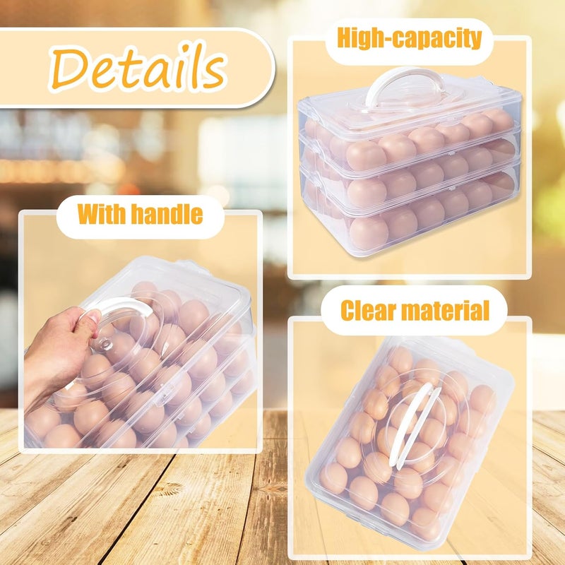Jgalnim 3 Layer Deviled Egg Trays Containers with Lid,Plastic Refrigerator Egg Carrier with Handle for 72 holes,Clear Storage Platter for Portable Devil Egg,Easter Thanksgiving - Image 3
